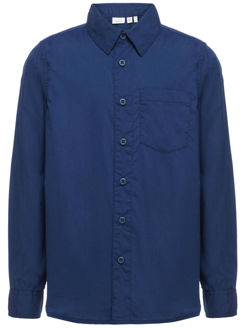 Ilas Ls Shirt Dress Blues Solid Barn Name it