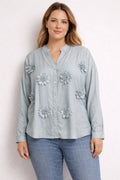 JS Millenium Sydney Blouse With Flowers Women Blue Caramelle Fashion