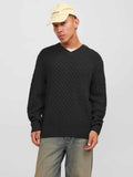 Cosy Knitted Sweater Men Black Jack & Jones