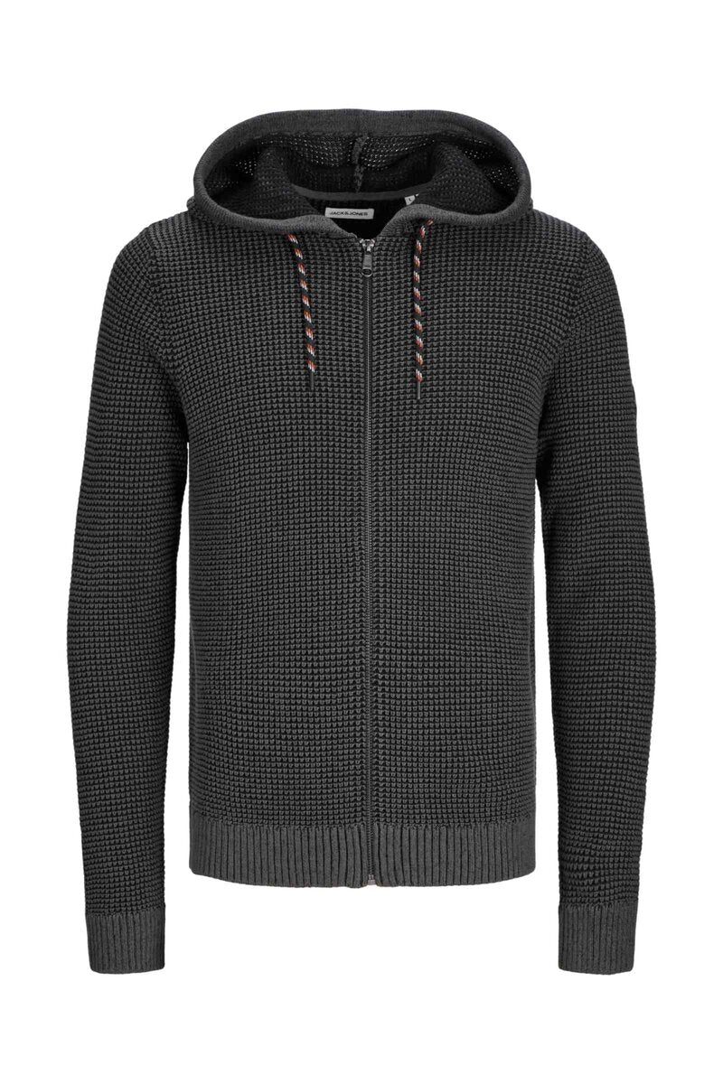 Erik Zip Hoodie Men Black Twist W Asphalt Jack & Jones