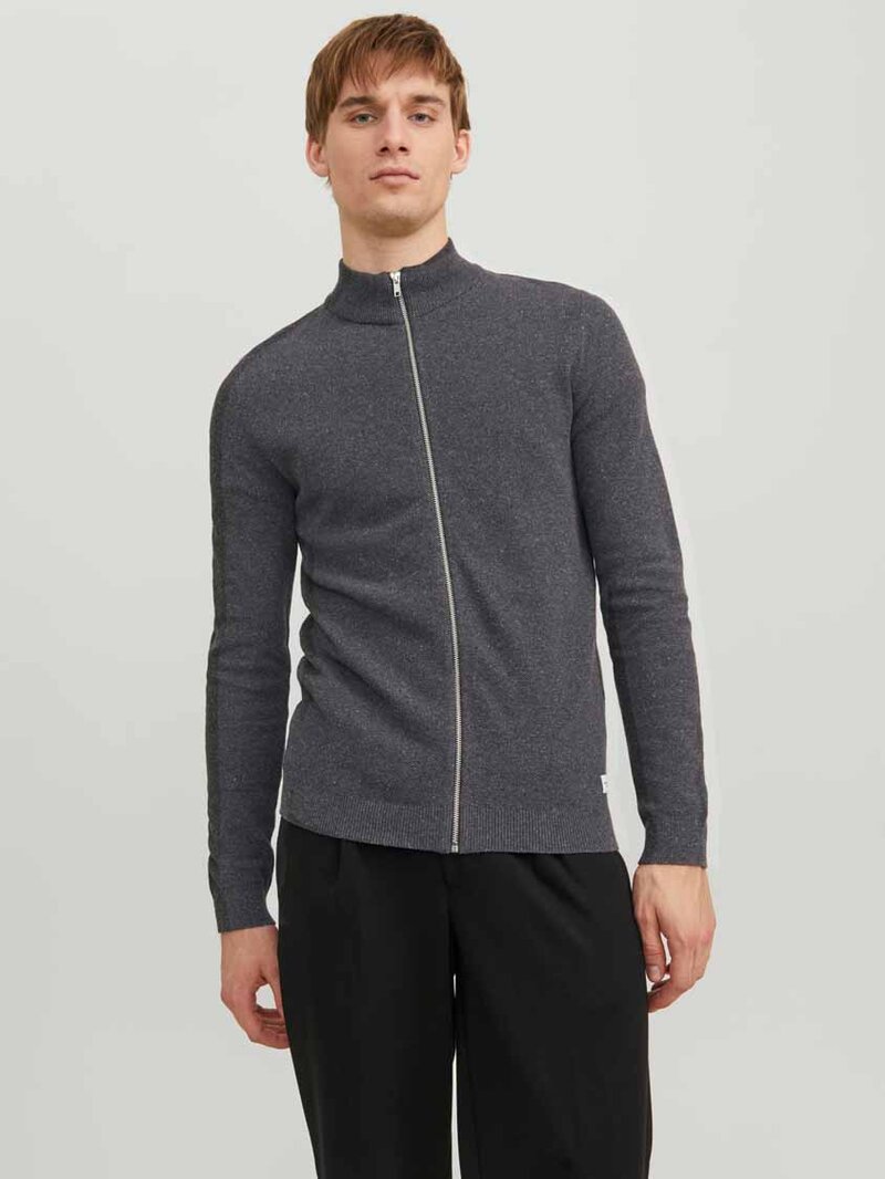 Hill Knitted Cardigan Men Dark Grey Mel Jack & Jones