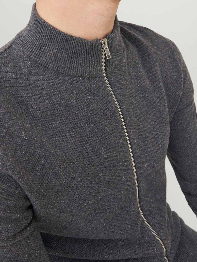 Hill Knitted Cardigan Men Dark Grey Mel Jack & Jones