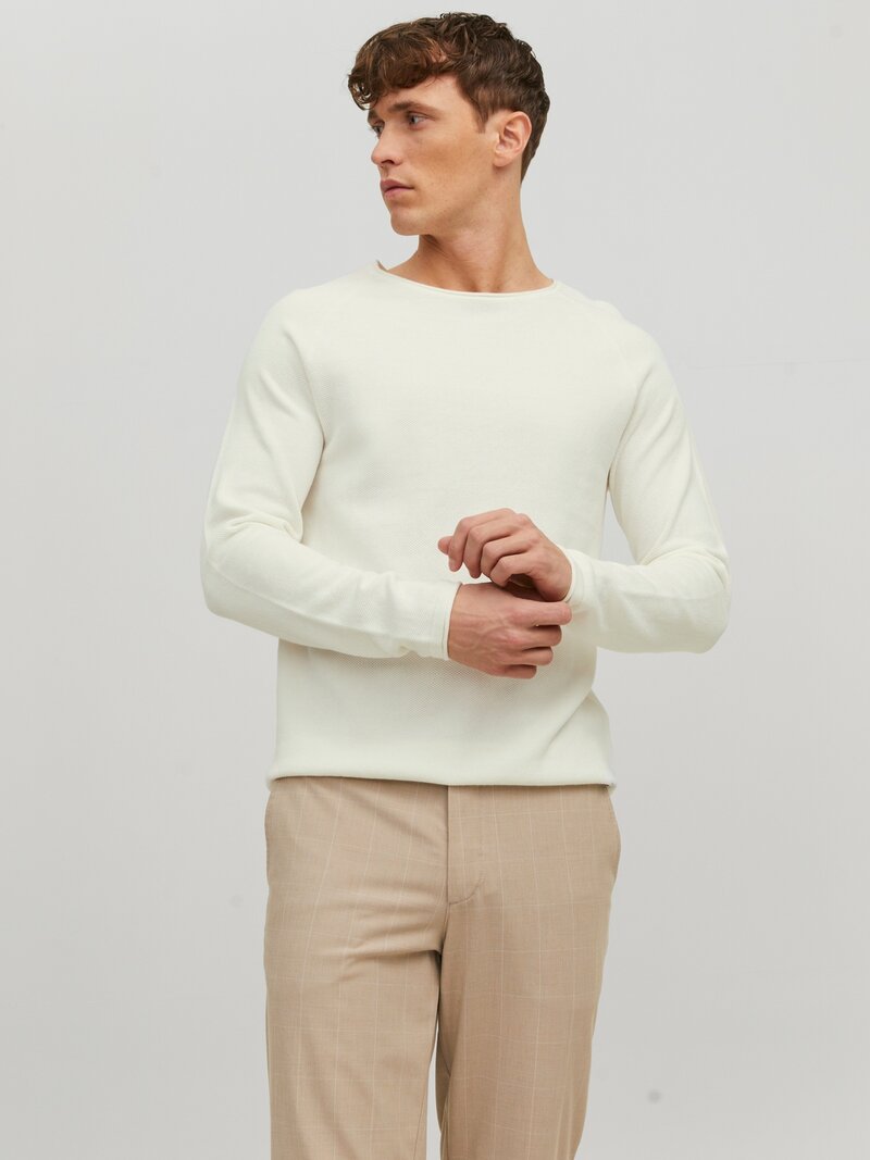 Hill Stickad Tröja Herr Cloud Dancer Jack & Jones