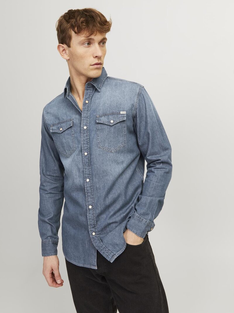 Sheridan Skjorta Herr Medium Blue Denim Jack & Jones