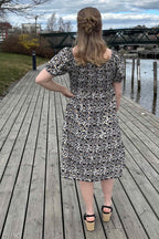 Jia Ki Esther Patterned Dress Women Black DH Fashion