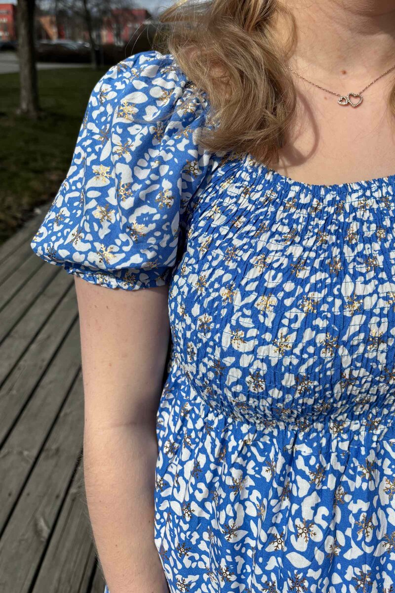 Jia Ki Esther Patterned Dress Women Blue DH Fashion