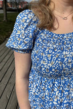 Jia Ki Esther Patterned Dress Women Blue DH Fashion