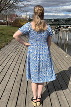 Jia Ki Esther Patterned Dress Women Blue DH Fashion
