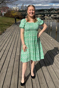 Jia Ki Esther Mönstrad Klänning Dam Green DH Mode