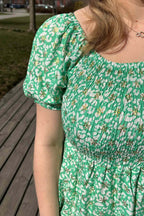 Jia Ki Esther Mönstrad Klänning Dam Green DH Mode