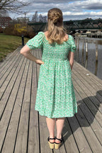 Jia Ki Esther Mönstrad Klänning Dam Green DH Mode