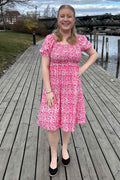 Jia Ki Esther Mönstrad Klänning Dam Pink DH Mode