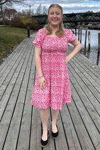 Jia Ki Esther Mönstrad Klänning Dam Pink DH Mode