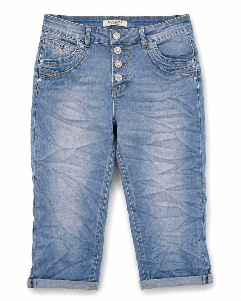 Jolene Capri Jeans Med Blingknappar Dam Blue Karostar | Smilebutiken - Caramelle Fashion