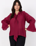 Judit 4 Blus med knyt Dam Vinröd Rhododendron | Smilebutiken - Wasabiconcept