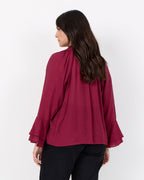 Judit 4 Blus med knyt Dam Vinröd Rhododendron | Smilebutiken - Wasabiconcept