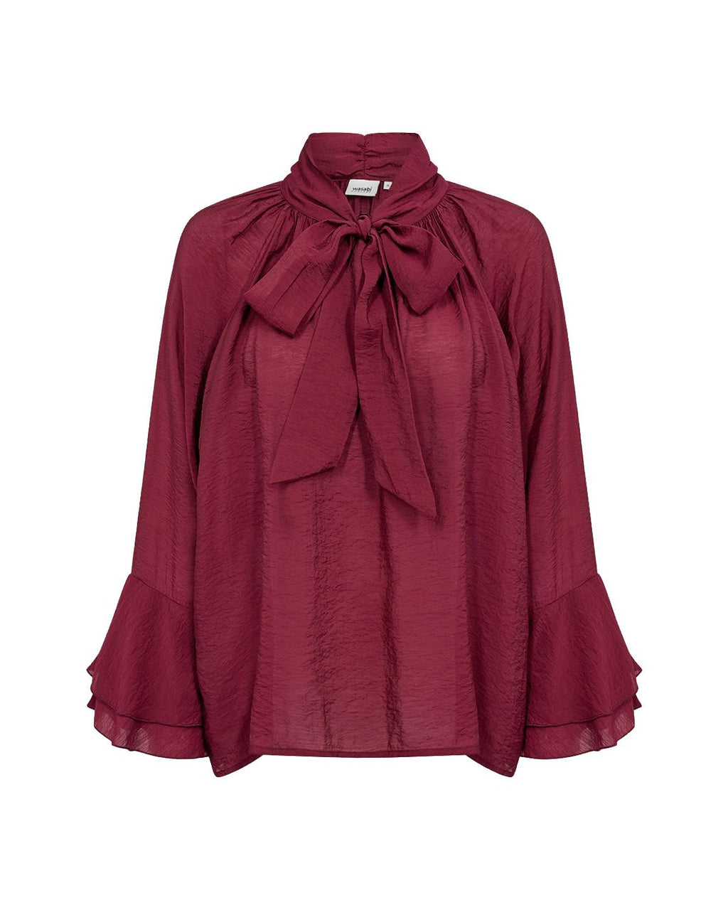 Judit 4 Blus med knyt Dam Vinröd Rhododendron | Smilebutiken - Wasabiconcept