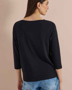 Kaia Boat Neck Sweater Women Black Cecil | Smilebutiken - Cecil