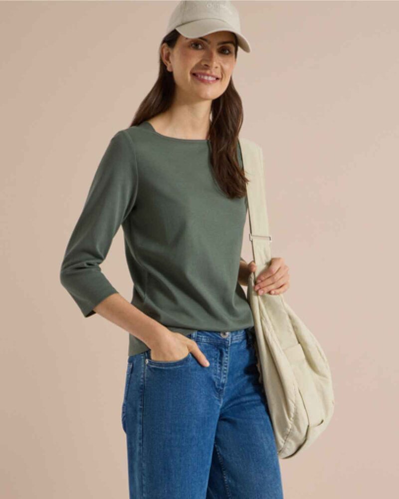 Kaia Boat Neck Jumper Women Dried Olive Green Cecil | Smilebutiken - Cecil