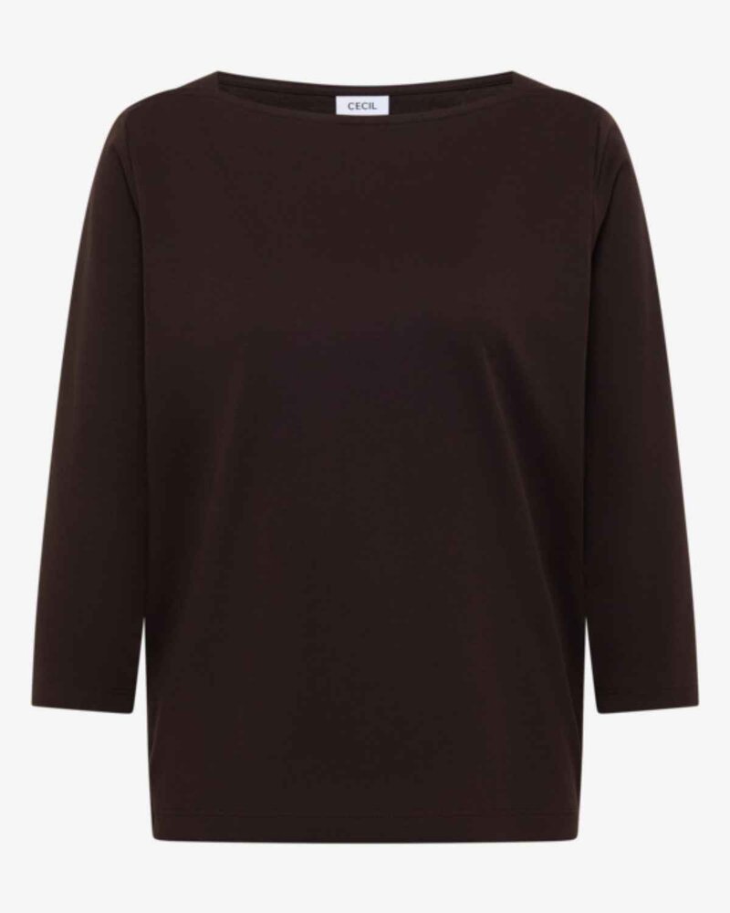 Kaia Boat Neck Sweater Women Truffle Brown Cecil | Smilebutiken - Cecil