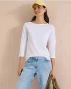 Kaia Tröja Med Båthals Dam White | Smilebutiken - Cecil