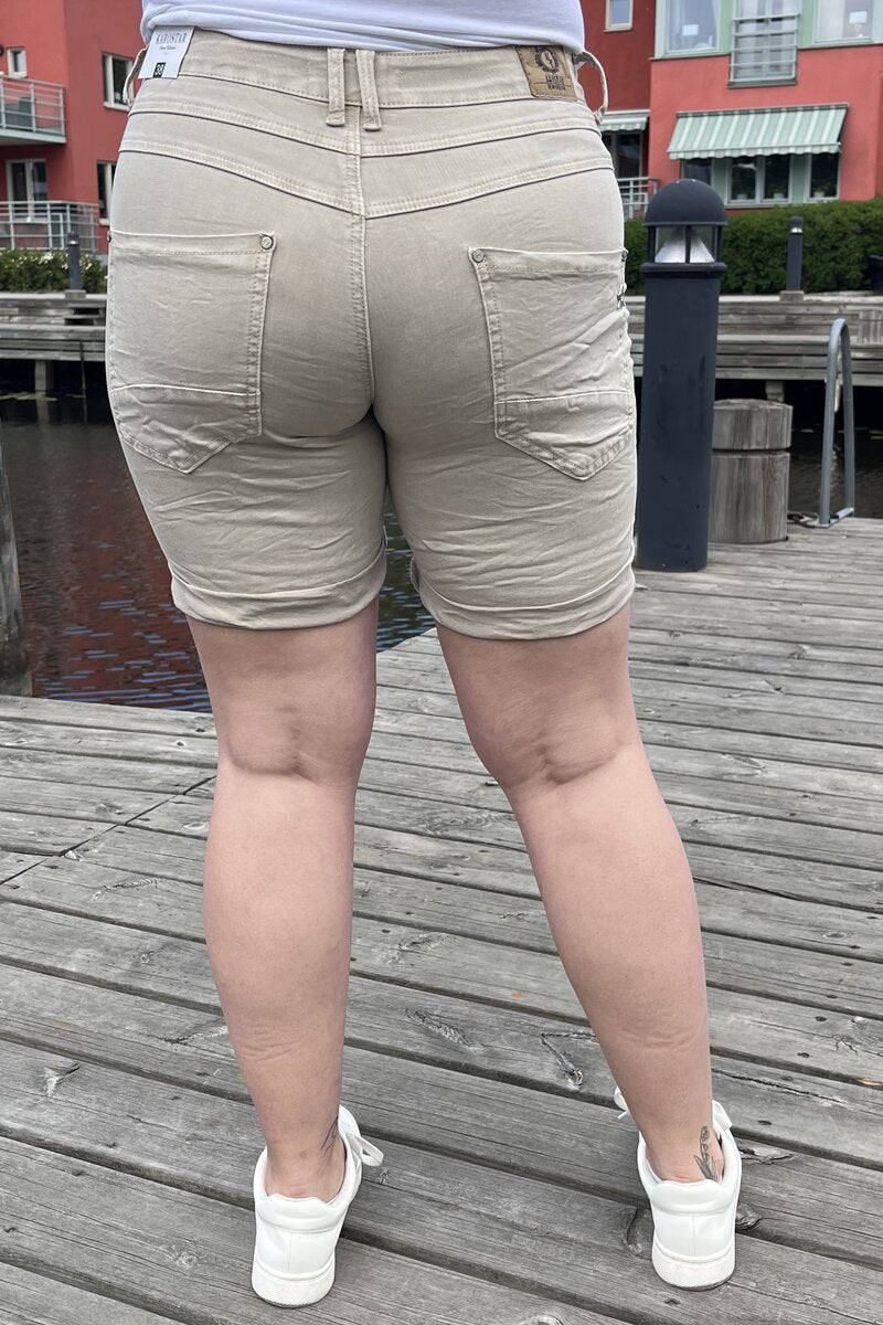 Karostar Shorts Denim Dam Beige Caramelle Fashion