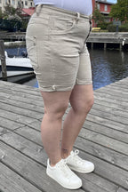 Karostar Shorts Denim Dam Beige Caramelle Fashion
