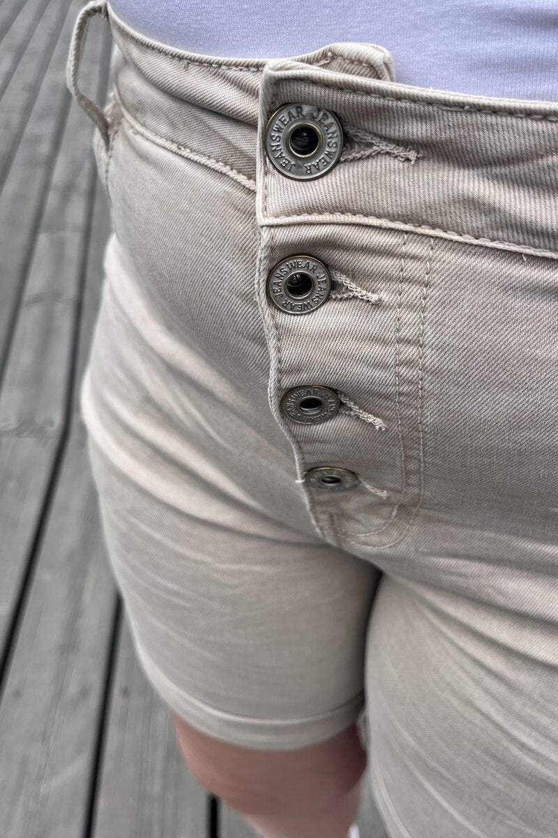 Karostar Shorts Denim Dam Beige Caramelle Fashion