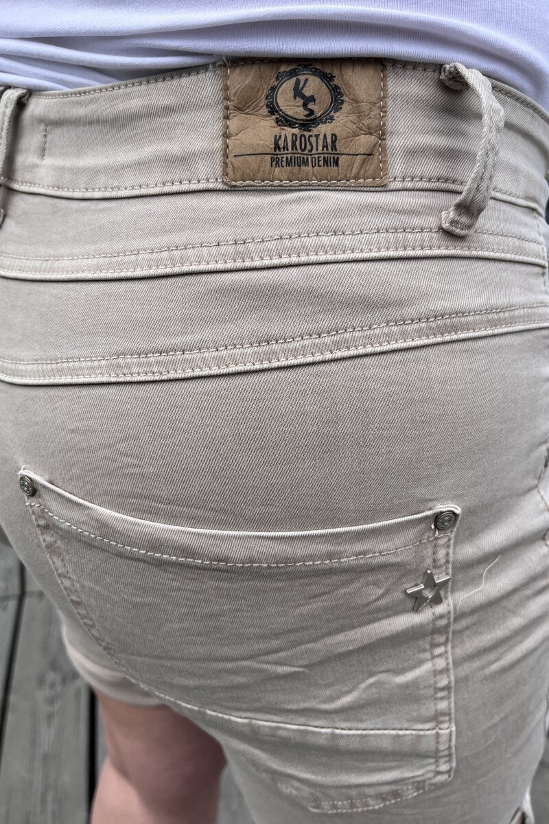 Karostar Shorts Denim Dam Beige Caramelle Fashion