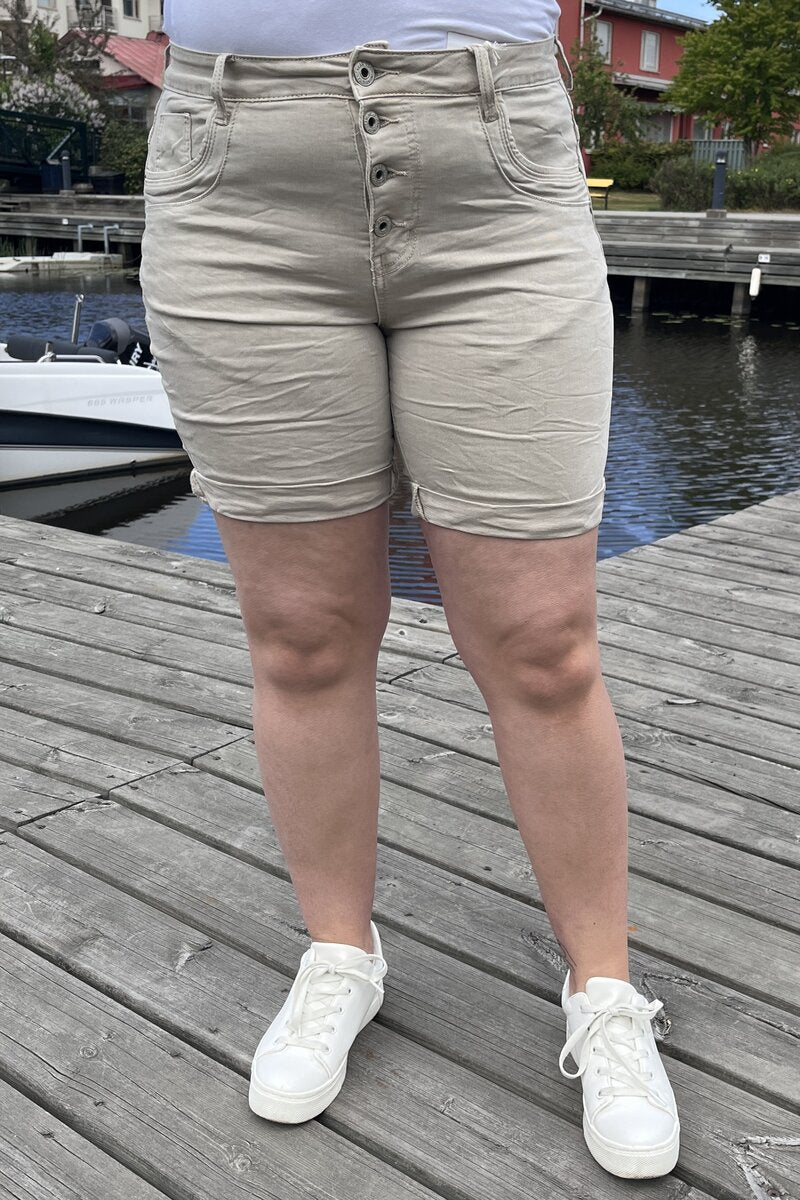 Karostar Shorts Denim Dam Beige Caramelle Fashion