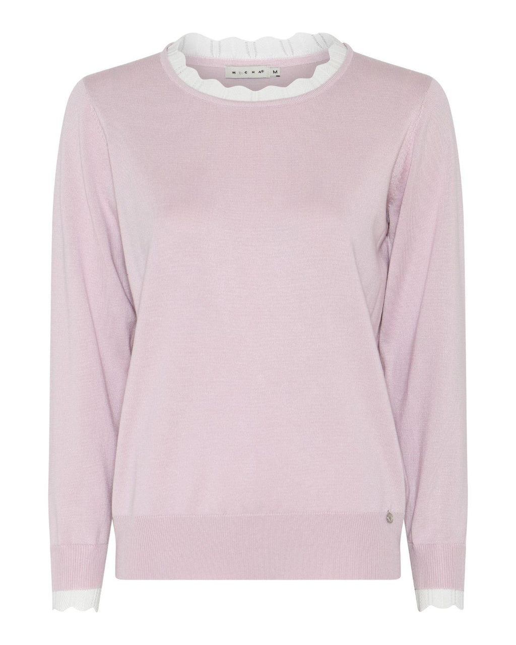 Klara Finstickad Tröja med Spets Rosa Misty Rose | Smilebutiken - Micha