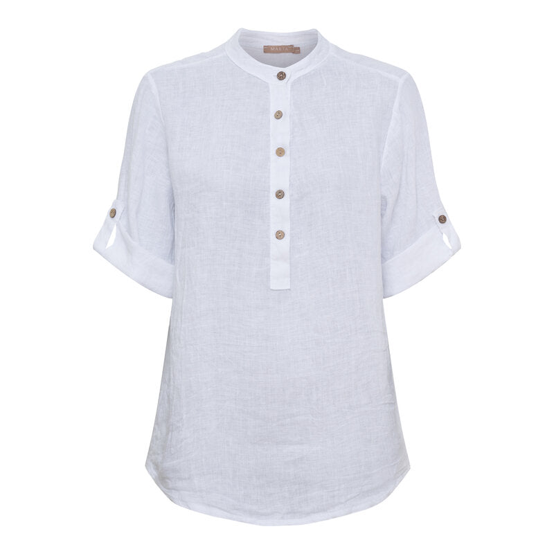 Larisa Linen Shirt Women White Marta du Chateau | Smilebutiken - Marta du Chateau