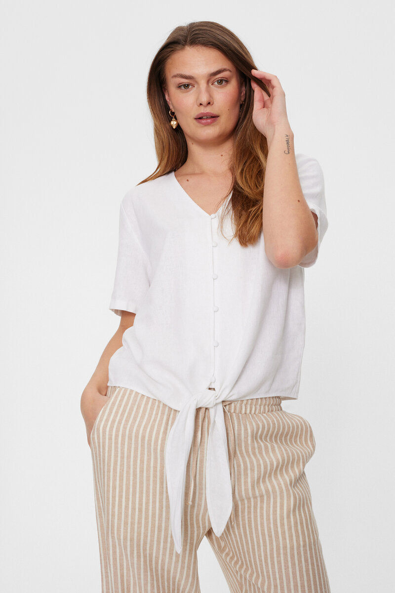 Lava Blouse with Tie Women Brilliant White | Smilebutiken - Freequent