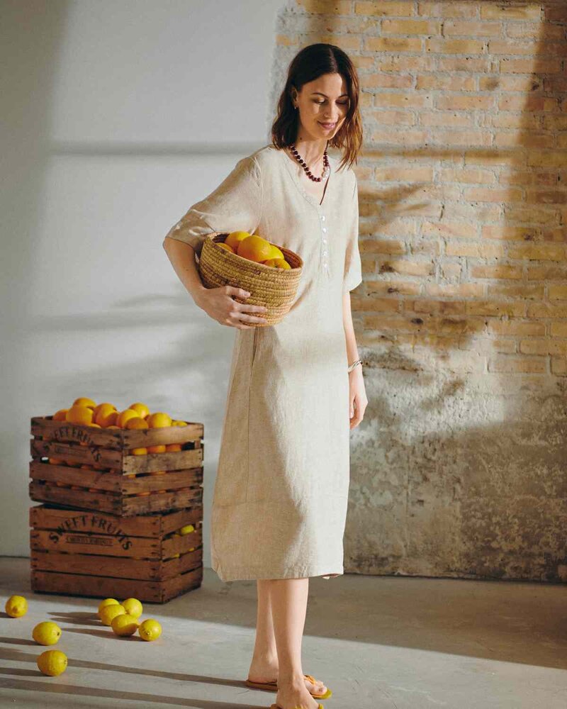 Lava Midi Dress Women Sand Melange | Smilebutiken - Freequent