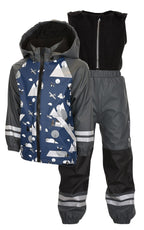 Lysekil Lined Rain Set Kids Blue - Lindberg