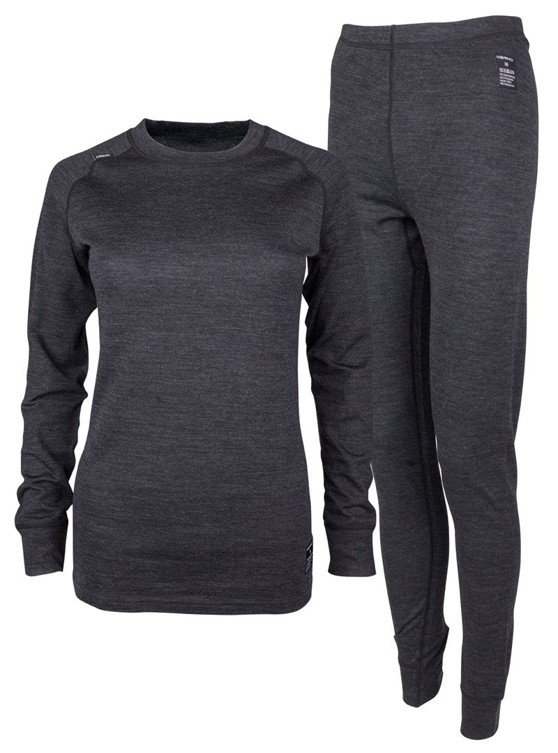 Merino Wool Base Layer Women Black Melange Lindberg