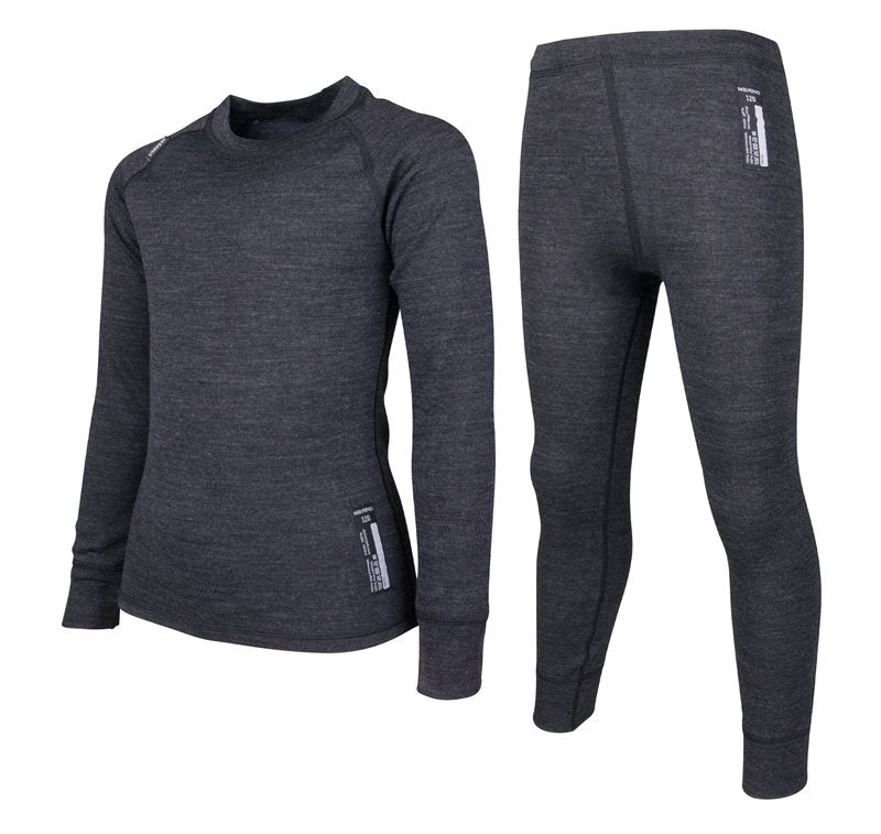 Merino Underställ Junior Black Melange Lindberg