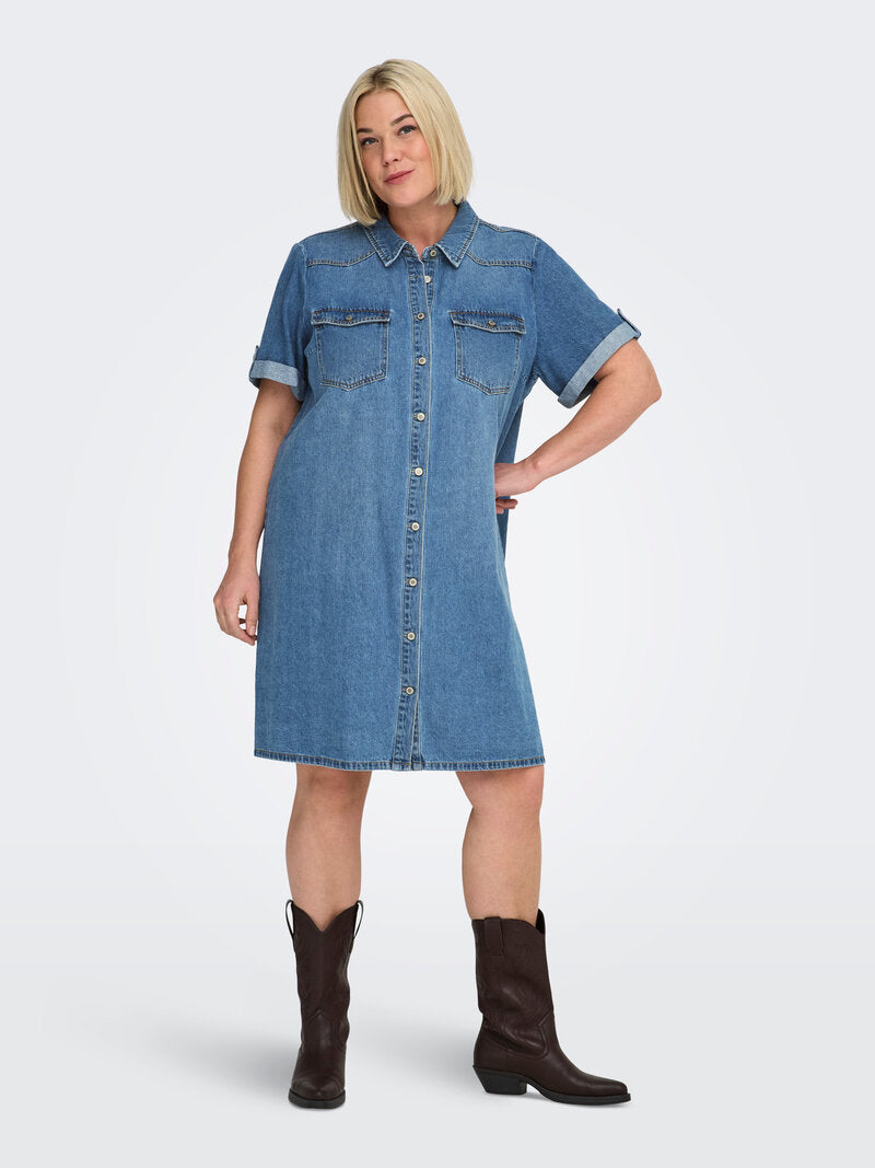 Lisa Jeansklänning Dam Medium Blue Denim | Smilebutiken - ONLY Carmacoma