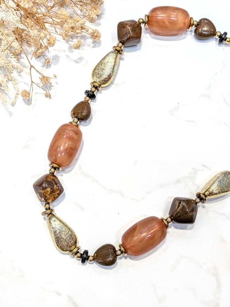 Merve Halsband Med Stenar Dam Brown Gold LOLO & YAYA