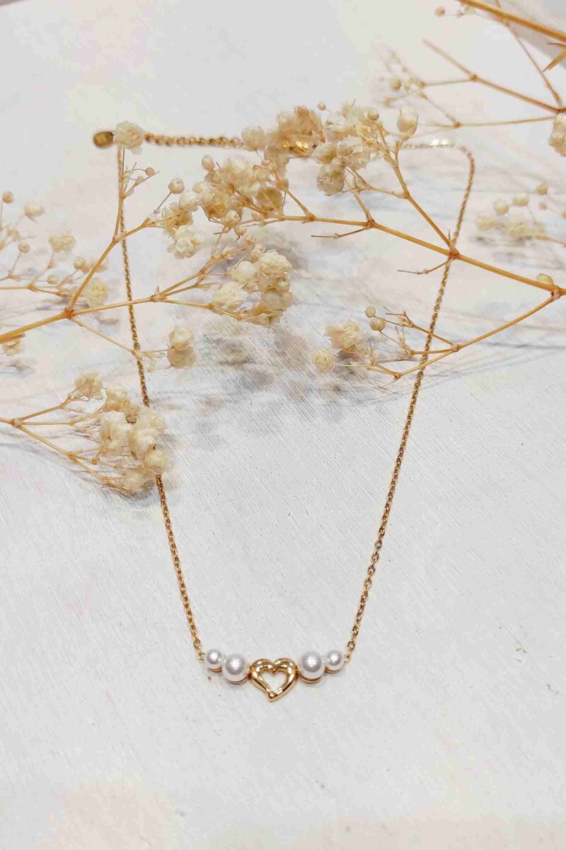Silje Halsband Dam Pearl Heart LOLO & YAYA