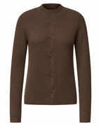 Lucille Stickad Tröja med Låg Polo Dam Brun Truffle Brown Mel | Smilebutiken - Cecil