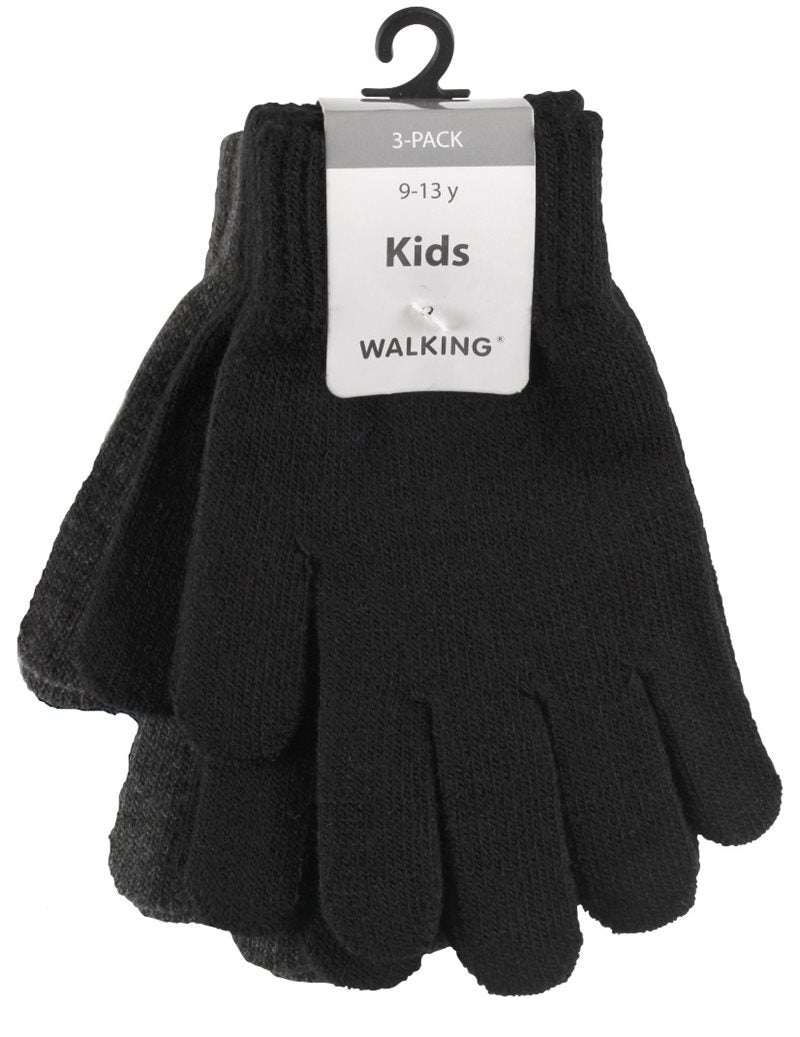 3-pack Magiska Fingervantar Junior Mörkgrå WIGES