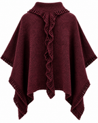 Majken Ullponcho Dam Vinröd Burgundy | Smilebutiken - Caramelle Fashion