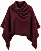 Majken Ullponcho Dam Vinröd Burgundy | Smilebutiken - Caramelle Fashion