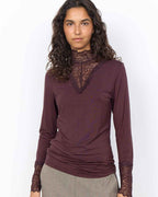 Marica 20 Long-sleeved Lace Polo Women Chocolate Plum | Smilebutiken - Soyaconcept