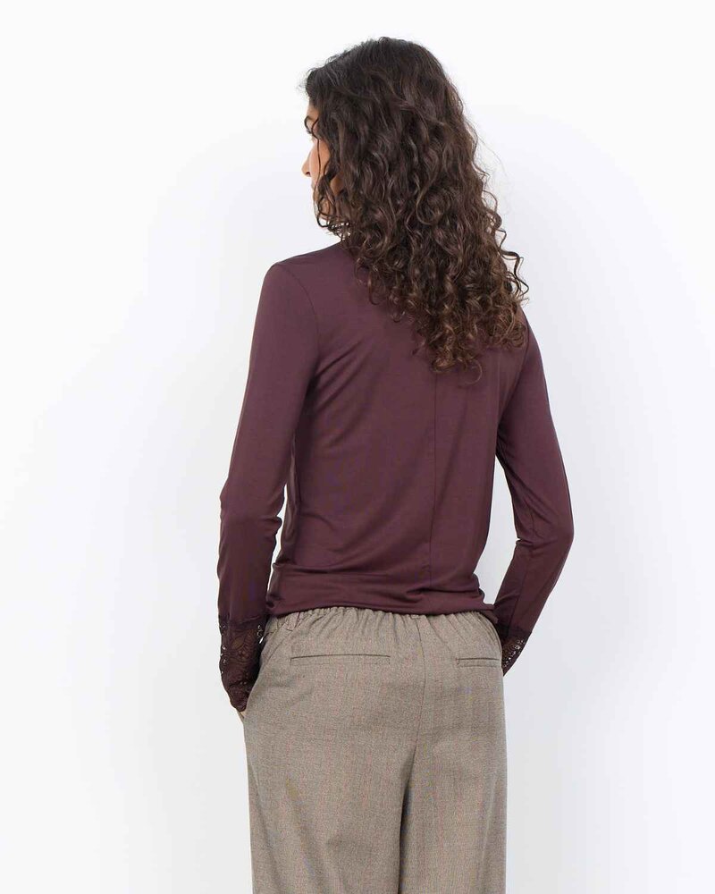 Marica 20 Long-sleeved Lace Polo Women Chocolate Plum | Smilebutiken - Soyaconcept