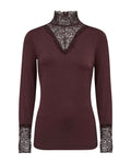 Marica 20 Långärmad Spetspolo Dam Chocolate Plum | Smilebutiken - Soyaconcept