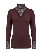 Marica 20 Long-sleeved Lace Polo Women Chocolate Plum | Smilebutiken - Soyaconcept