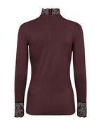 Marica 20 Long-sleeved Lace Polo Women Chocolate Plum | Smilebutiken - Soyaconcept