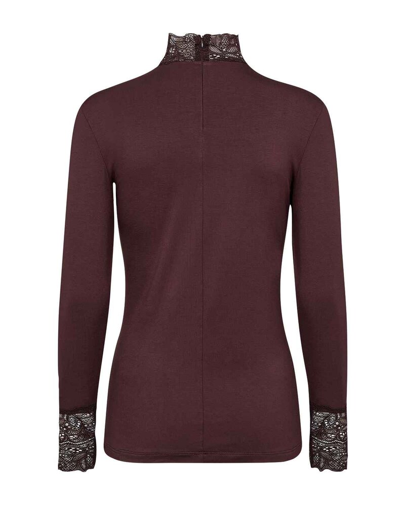Marica 20 Long-sleeved Lace Polo Women Chocolate Plum | Smilebutiken - Soyaconcept